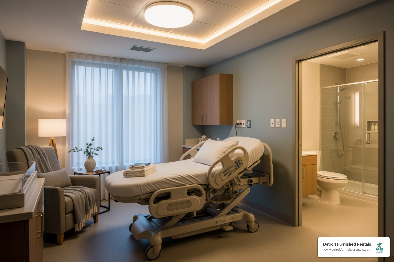 Modern and comfortable birthing suite at Hutzel - detroit women's hospital