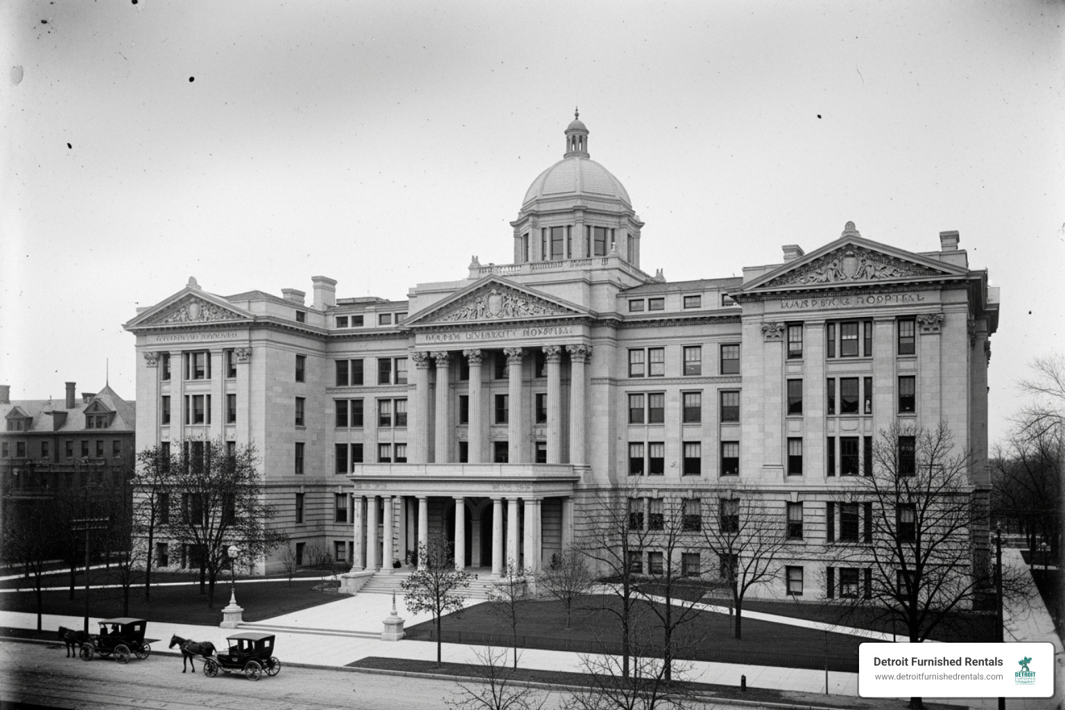 Historical photo of the original Woman's Hospital building - detroit women's hospital