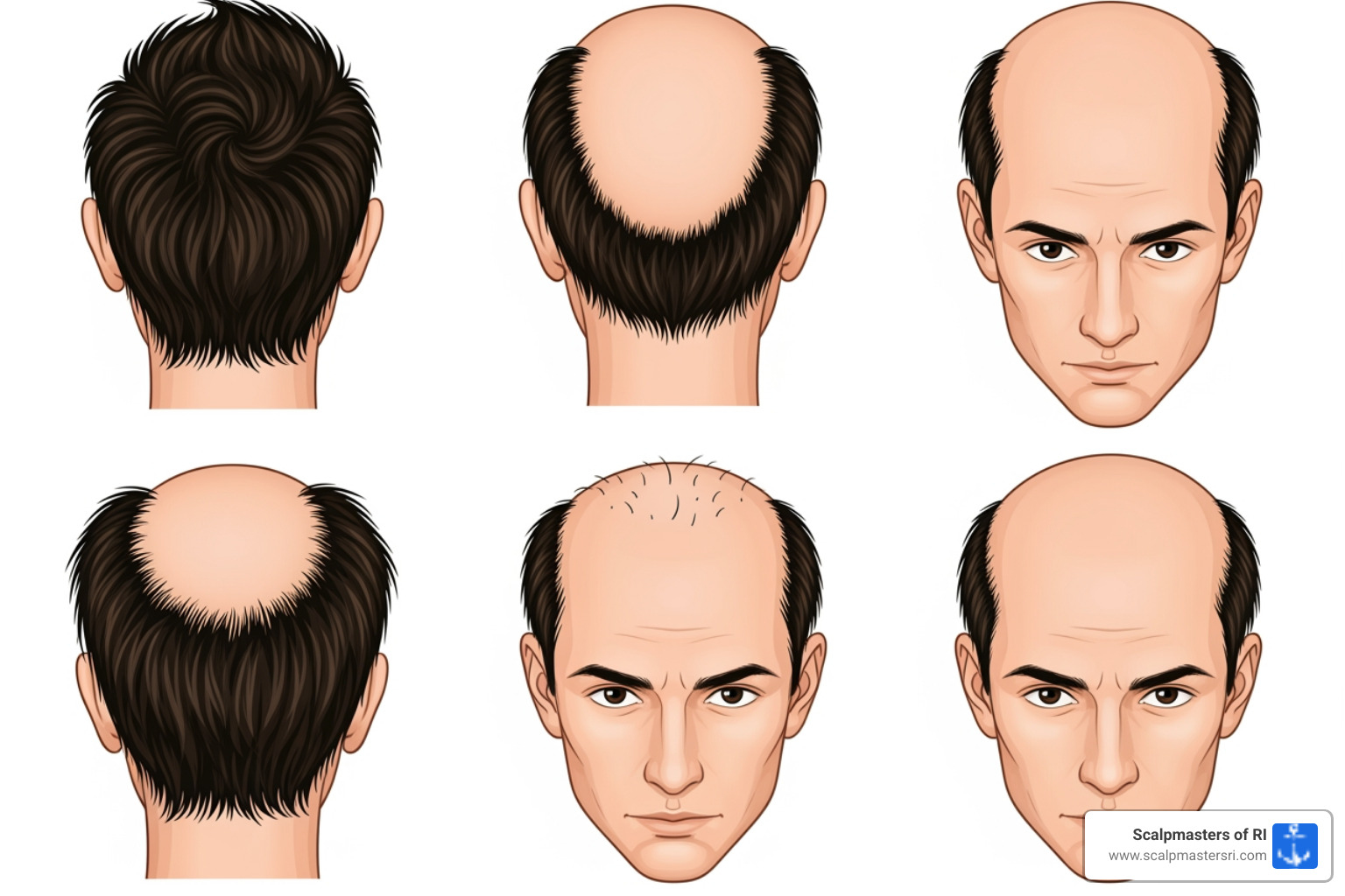 Norwood Scale illustrating different stages of male pattern baldness - hair tattoo cost Norwood Scale illustrating different stages of male pattern baldness - hair tattoo cost