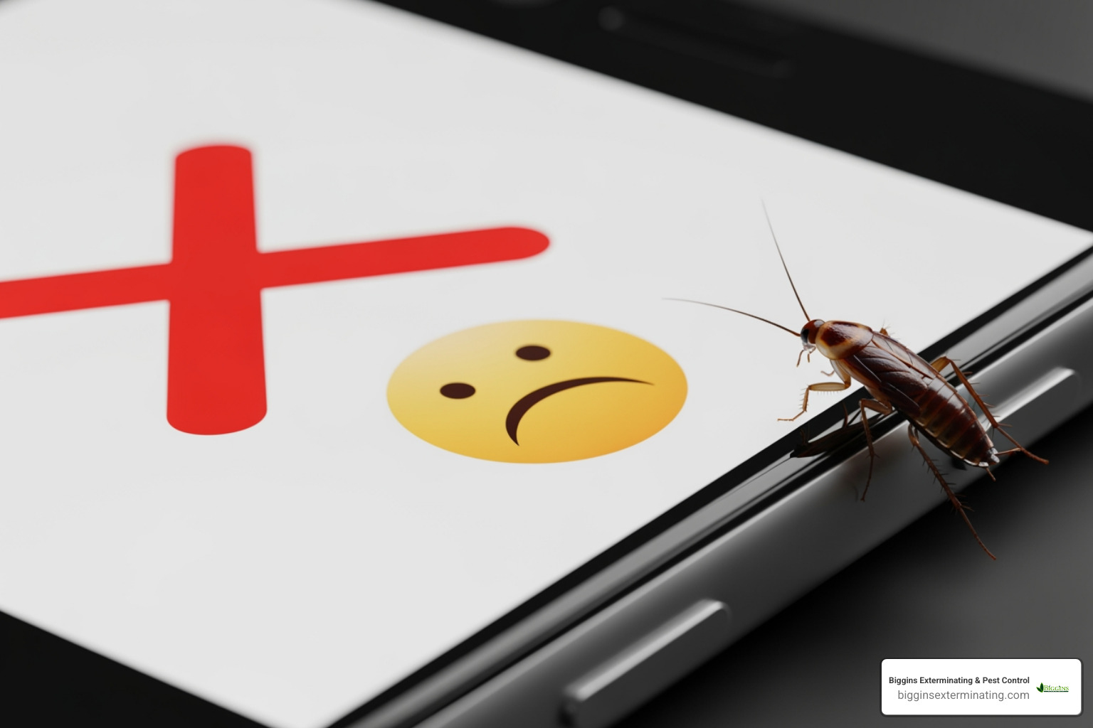 Negative online review on a phone screen related to pests - Commercial pest control Burlington