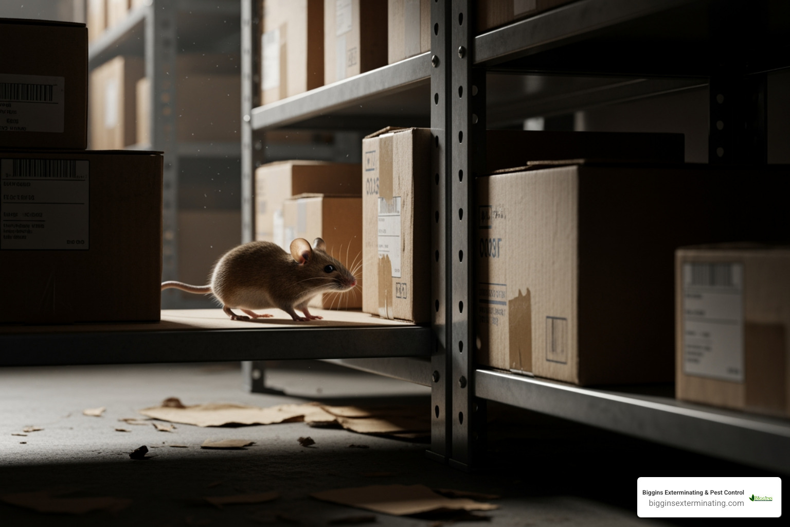 Pest like a rodent or cockroach in a discreet commercial setting like a stockroom - Commercial pest control Burlington