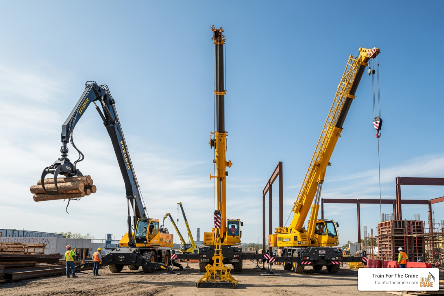 three main types of articulating cranes side-by-side (ABL, ABC, ABW) - articulating crane certification