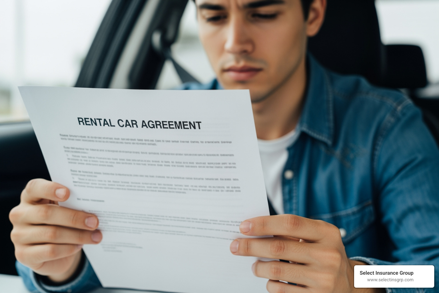 person looking at a rental car agreement - auto insurance for non car owners