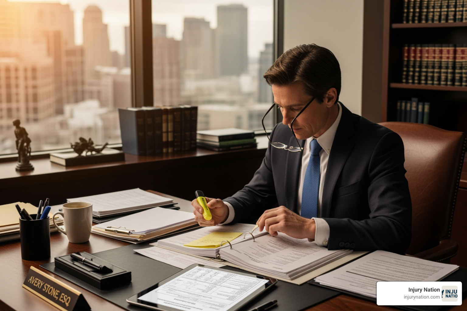 A lawyer reviewing medical charts and documents - Anesthesia error lawsuit