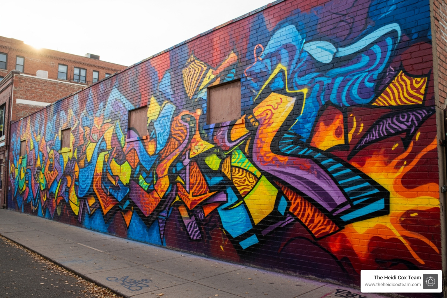 Colorful street mural in RiNo Art District - best neighborhoods in denver for singles