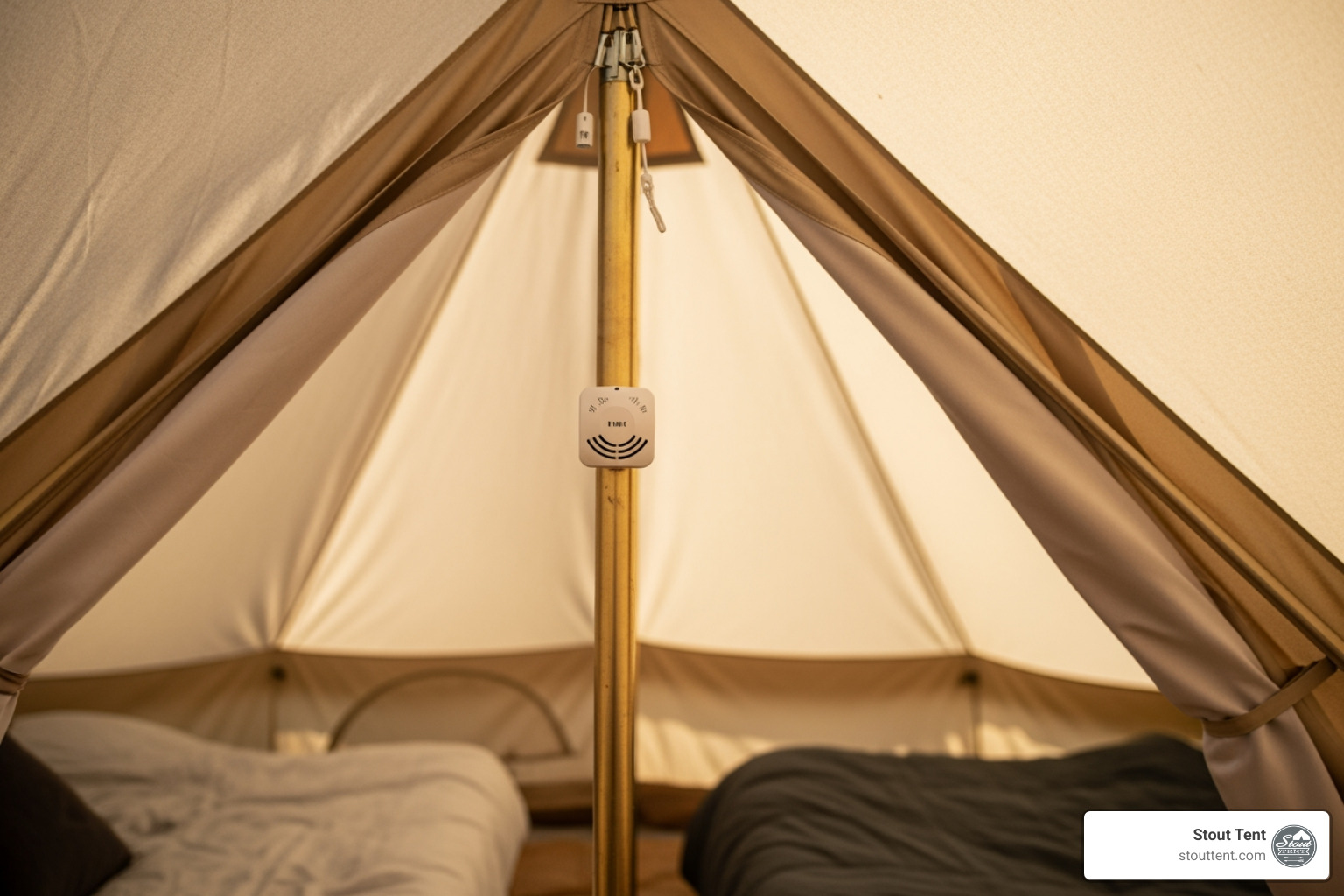 ideal placement of a CO detector in a canvas bell tent near sleeping height and away from stove exhaust paths, direct heat, or corners where airflow stagnates. - carbon monoxide detector