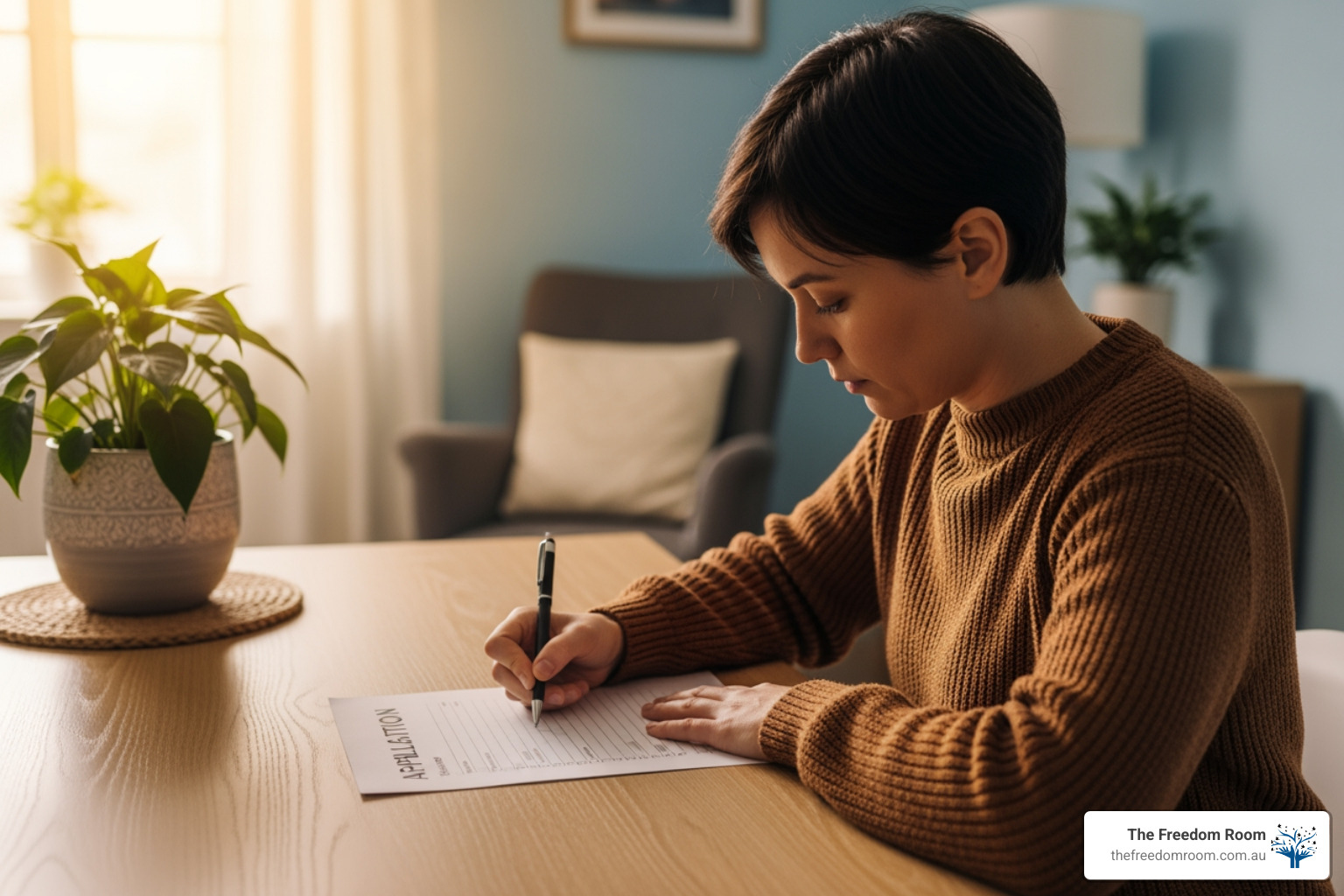 Person filling out a form - how to get into a sober living home