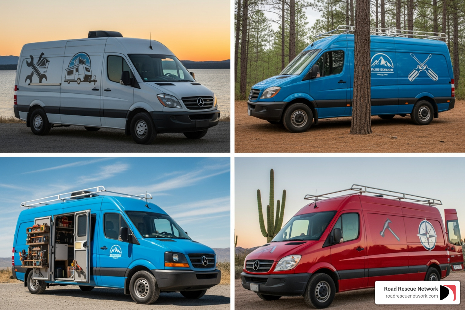 collage of different mobile repair vans and logos - mobile rv repair collage of different mobile repair vans and logos - mobile rv repair