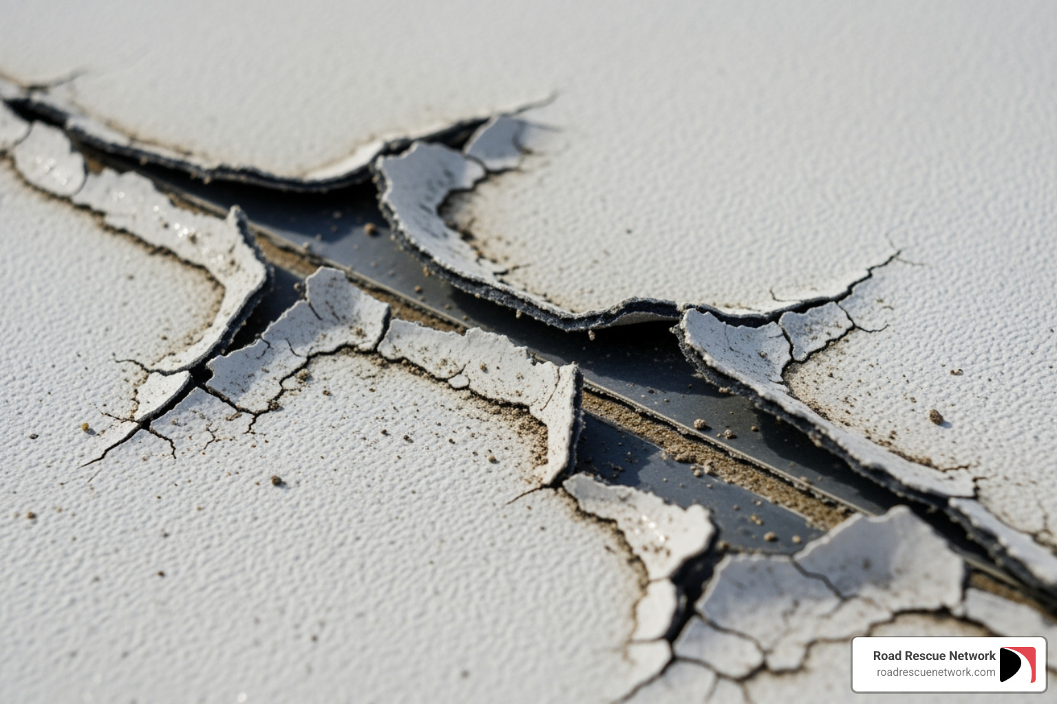 Cracked and peeling RV roof sealant seam - RV roof seal Cracked and peeling RV roof sealant seam - RV roof seal