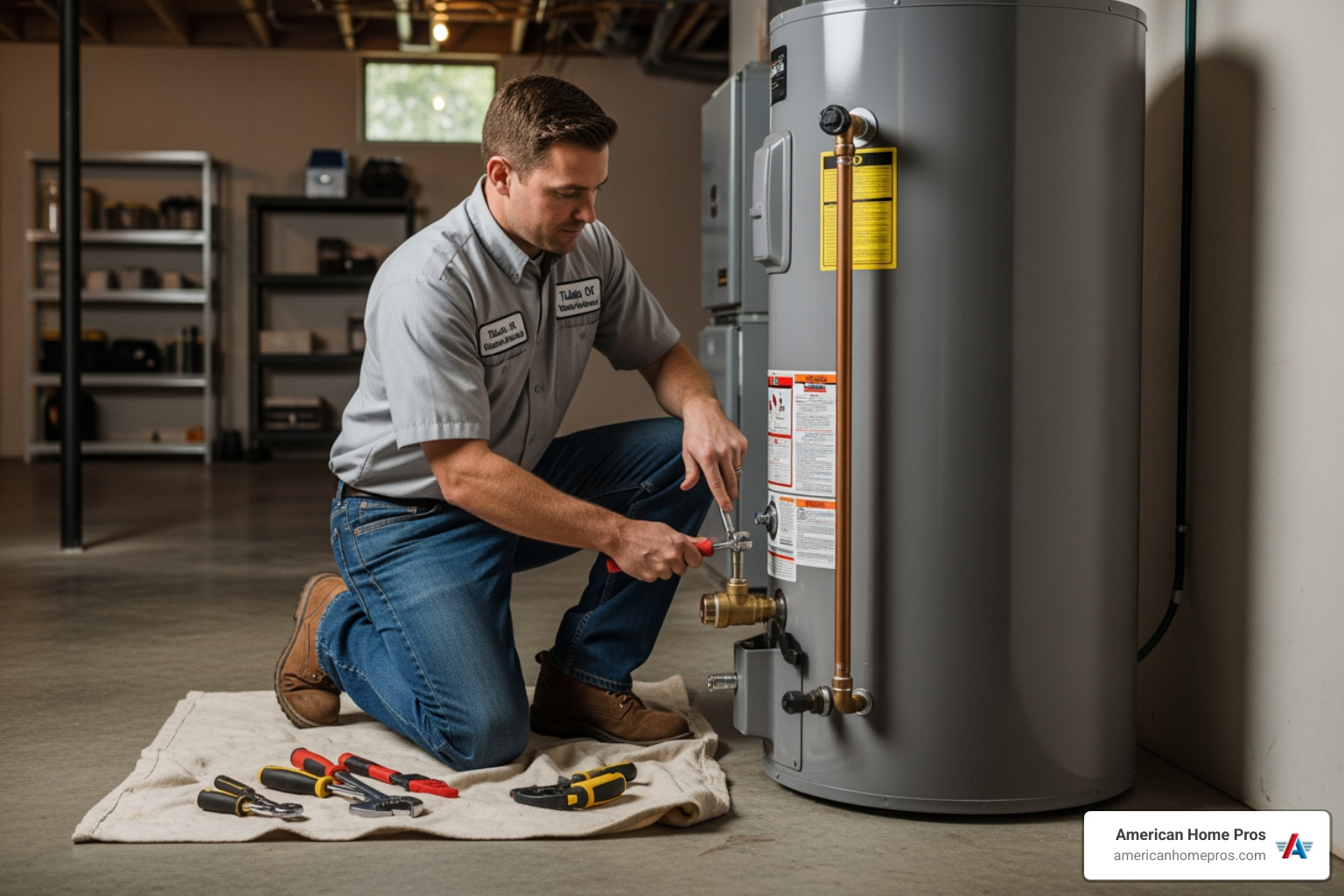 infographic showing common water heater warning signs including age over 10 years, inconsistent water temperature, strange popping or rumbling noises, visible leaks or rust, discolored water, and rising energy usage - water heaters service in tulsa, ok