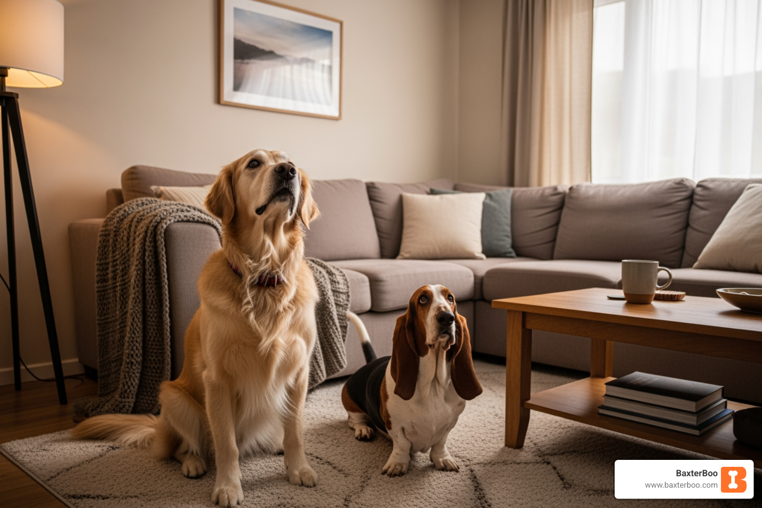 senior dog and short-legged dog looking at couch - 24 inch dog stairs senior dog and short-legged dog looking at couch - 24 inch dog stairs