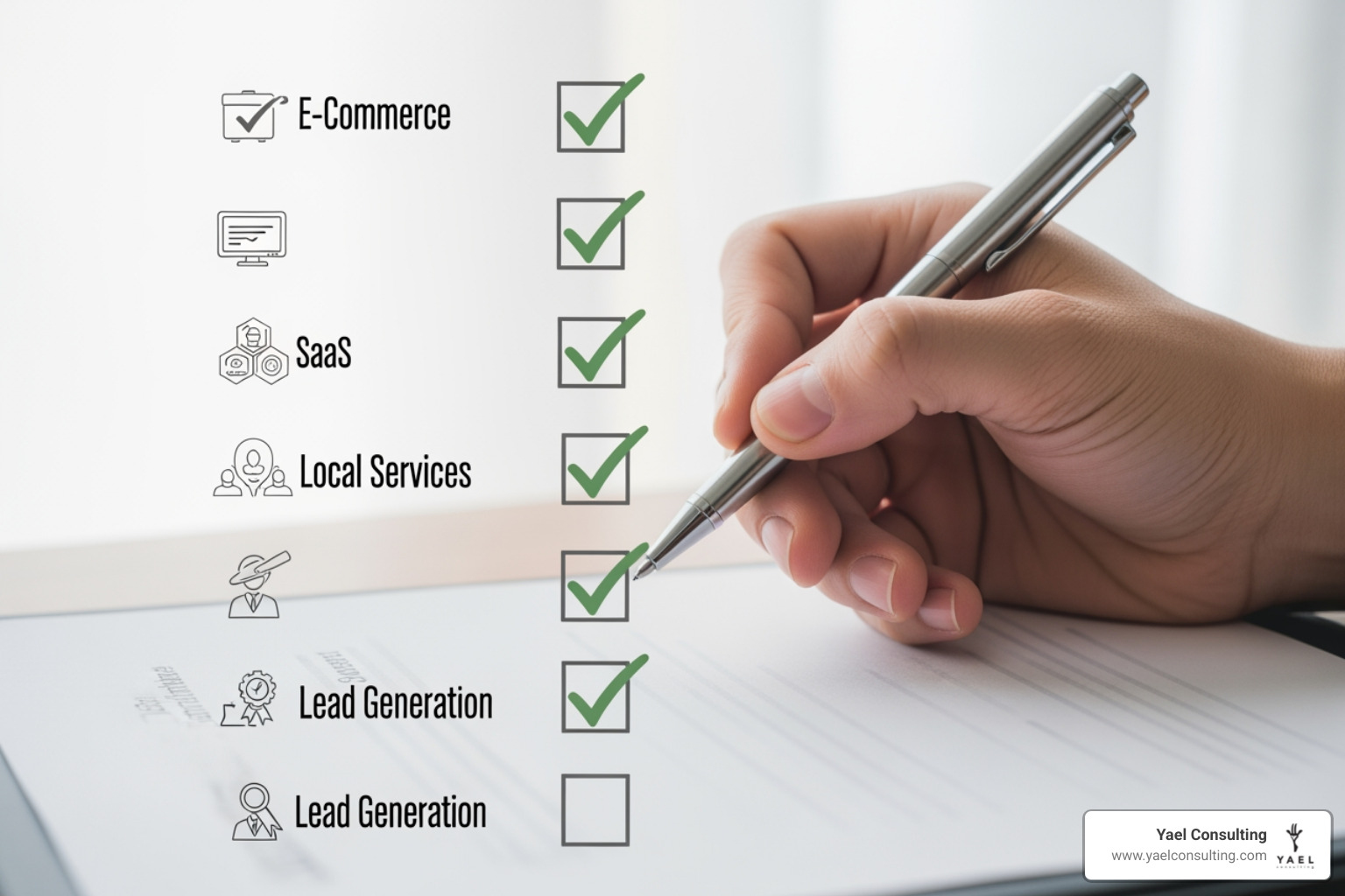 Checklist with business types checked - Boutique Google Ads agency Checklist with business types checked - Boutique Google Ads agency