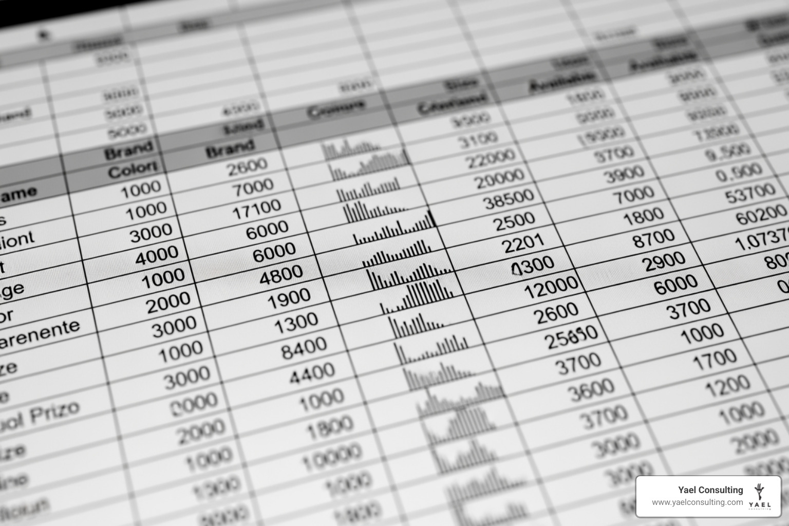 Detailed product feed spreadsheet showing various attributes - Google Shopping Ads agency Detailed product feed spreadsheet showing various attributes - Google Shopping Ads agency