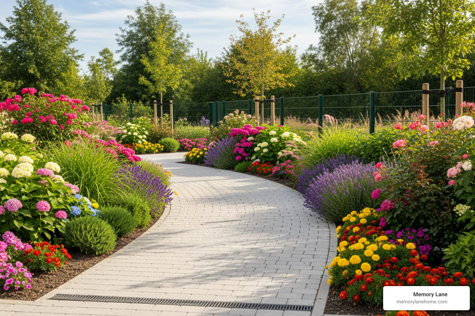 A secured, wheelchair-accessible outdoor walking path and garden - memory care Ann Arbor