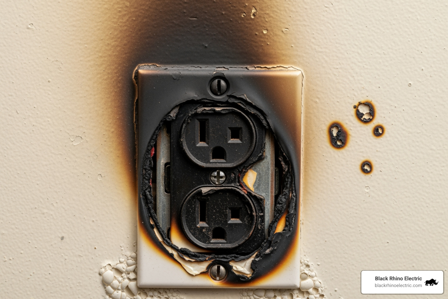 discolored, scorched wall outlet - electrician layton