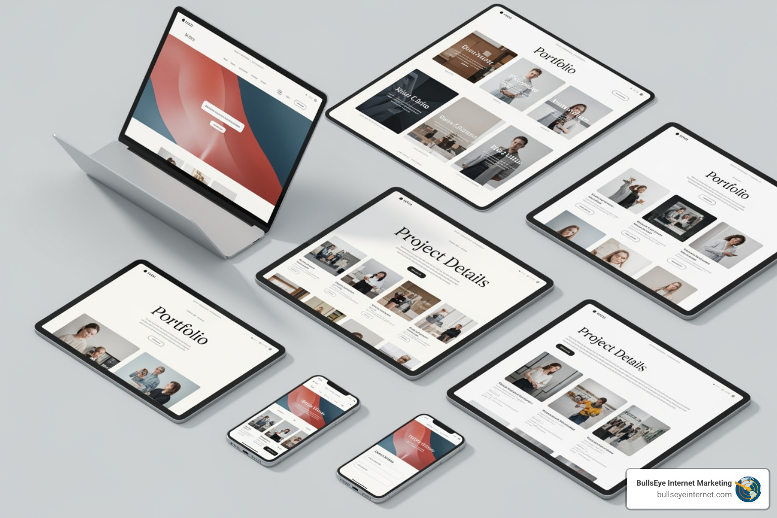 Collage of different minimalist and modern portfolio theme layouts - wordpress ux portfolio