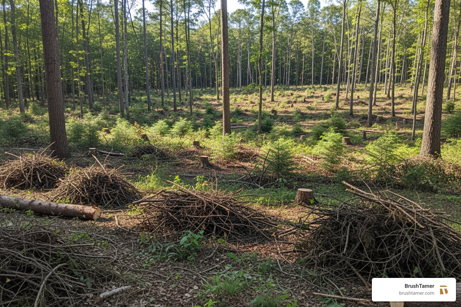 native wildflowers and ferns on a forest floor - forest understory treatment