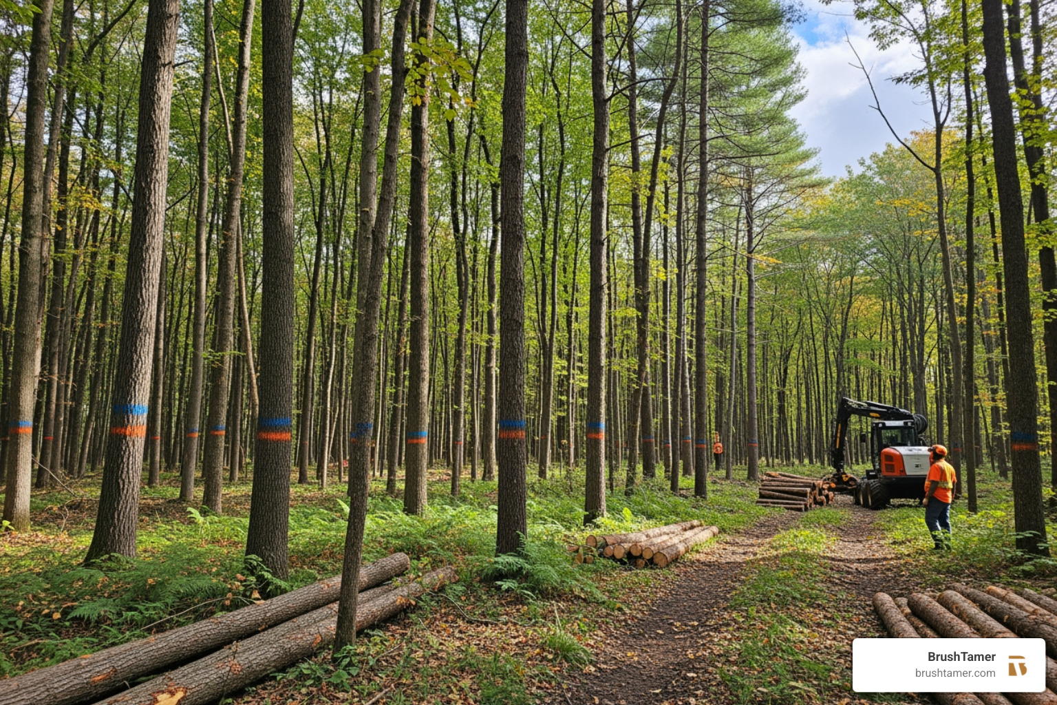 diverse wildlife, such as whitetail deer, thriving in a thinned forest - forest thinning in Kalamazoo