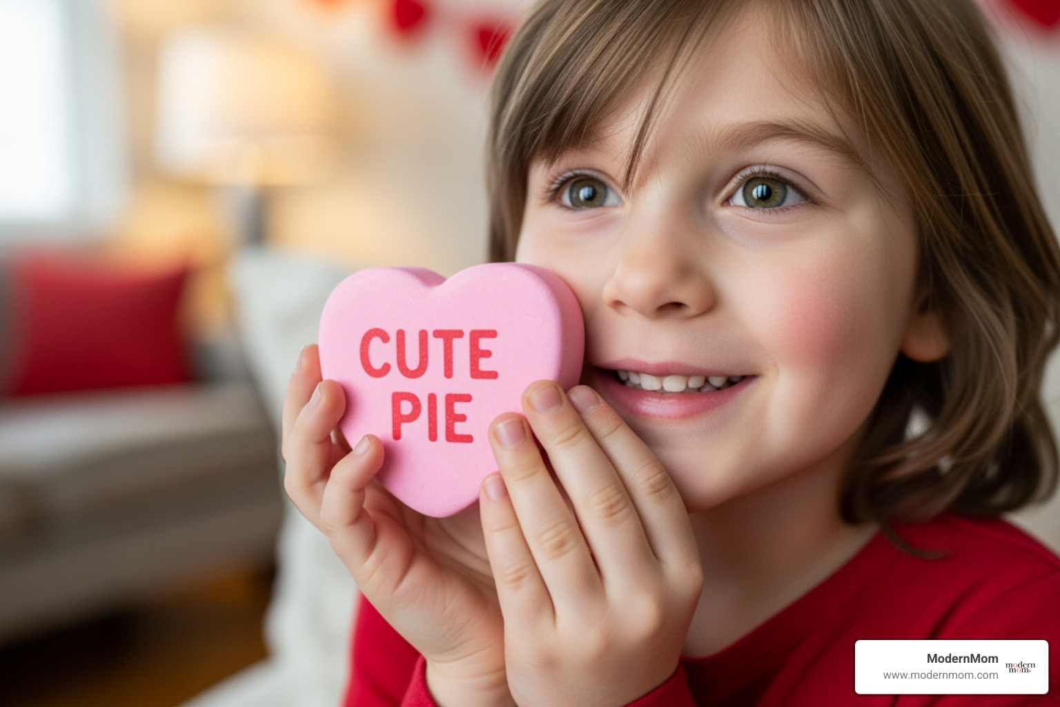 custom photo valentine card with a child holding a conversation heart - DIY Valentines
