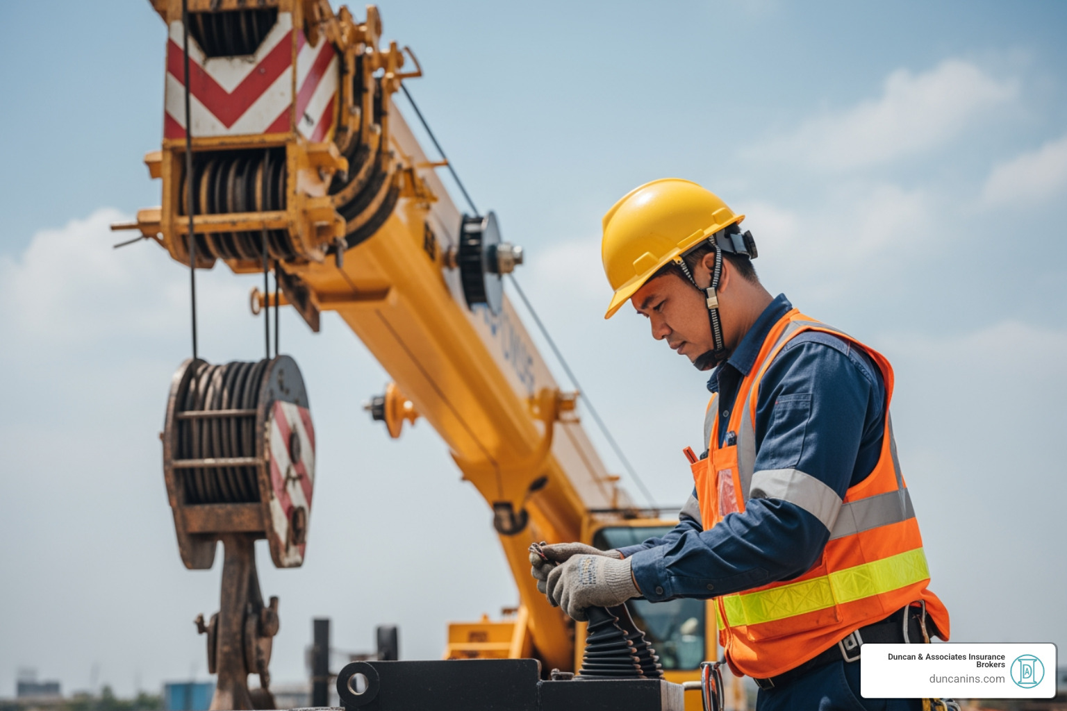 crane operator conducting a pre-lift safety check - Mobile crane insurance