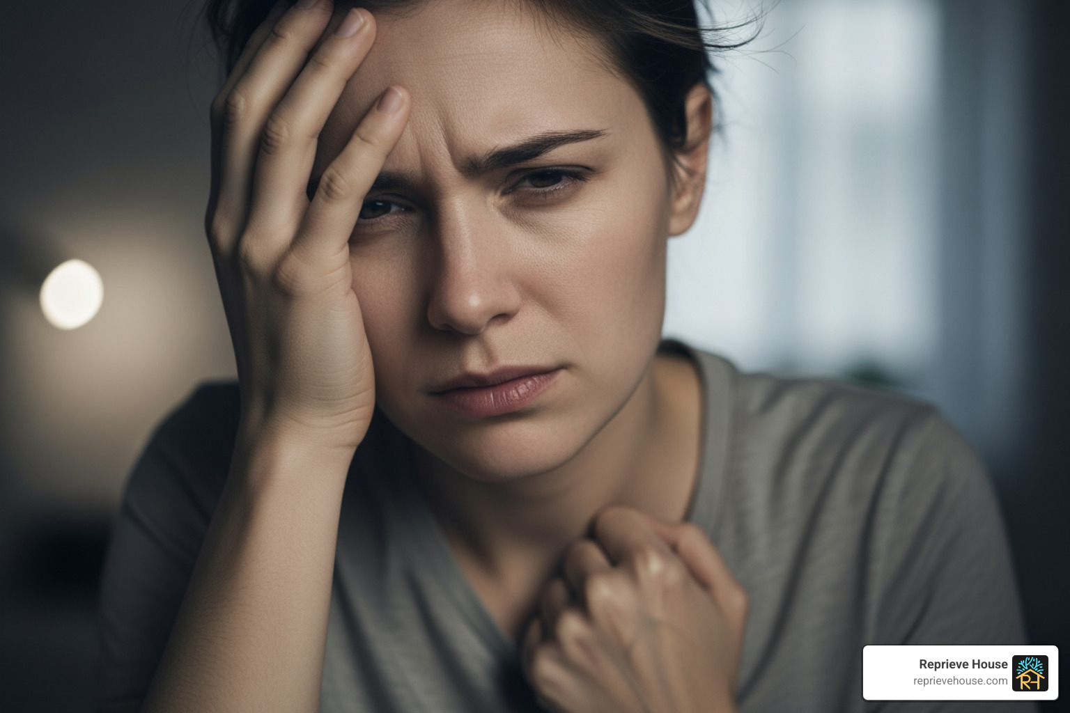 A person experiencing common withdrawal symptoms like headache and anxiety - Medical detox program
