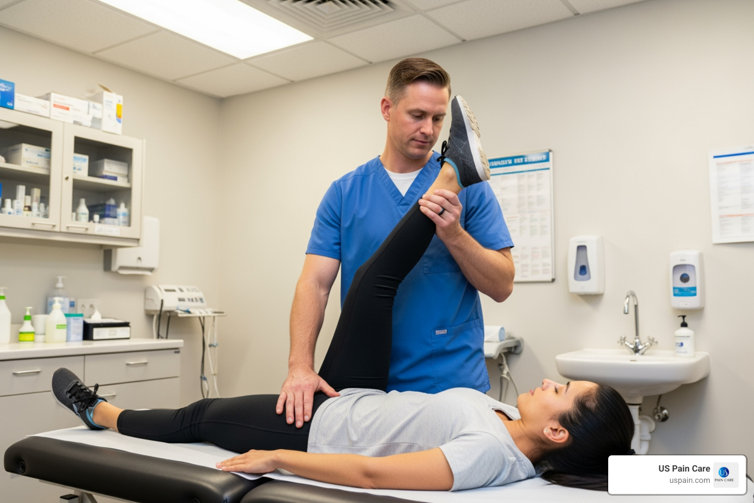 doctor performing a straight leg raise test - best treatment for herniated lumbar disc