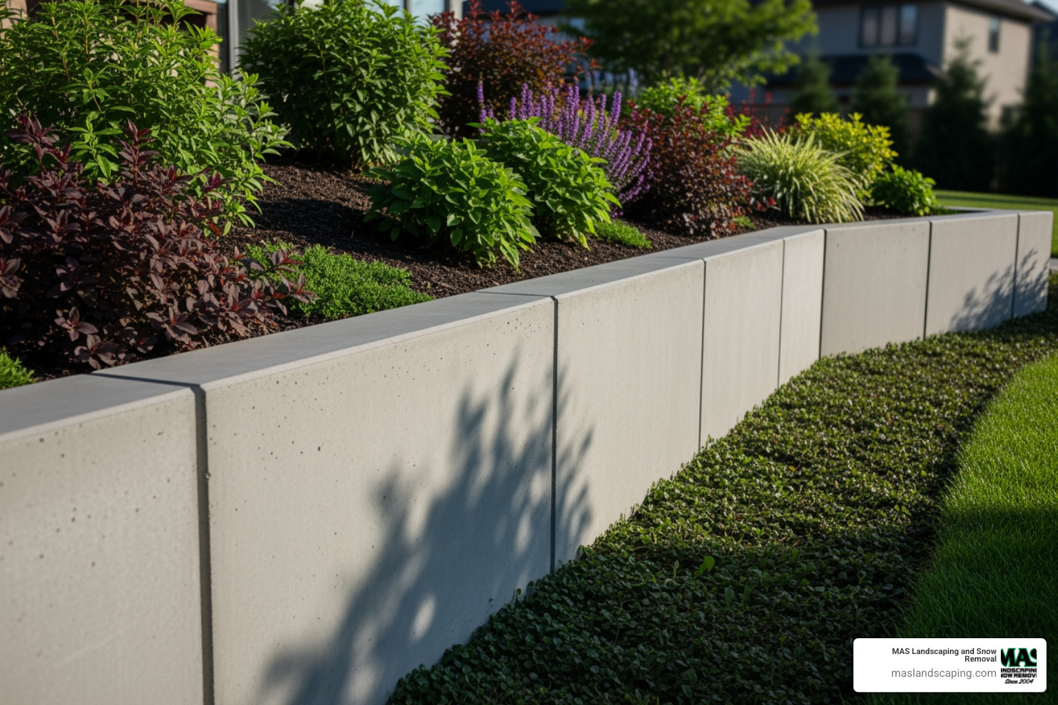Poured concrete wall highlighting its solid, seamless look - poured concrete retaining wall near me