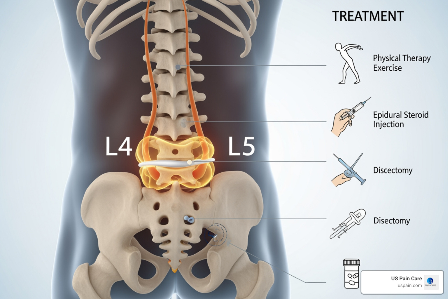 illustration showing the difference between a bulging disc and a herniated disc - best treatment for herniated lumbar disc