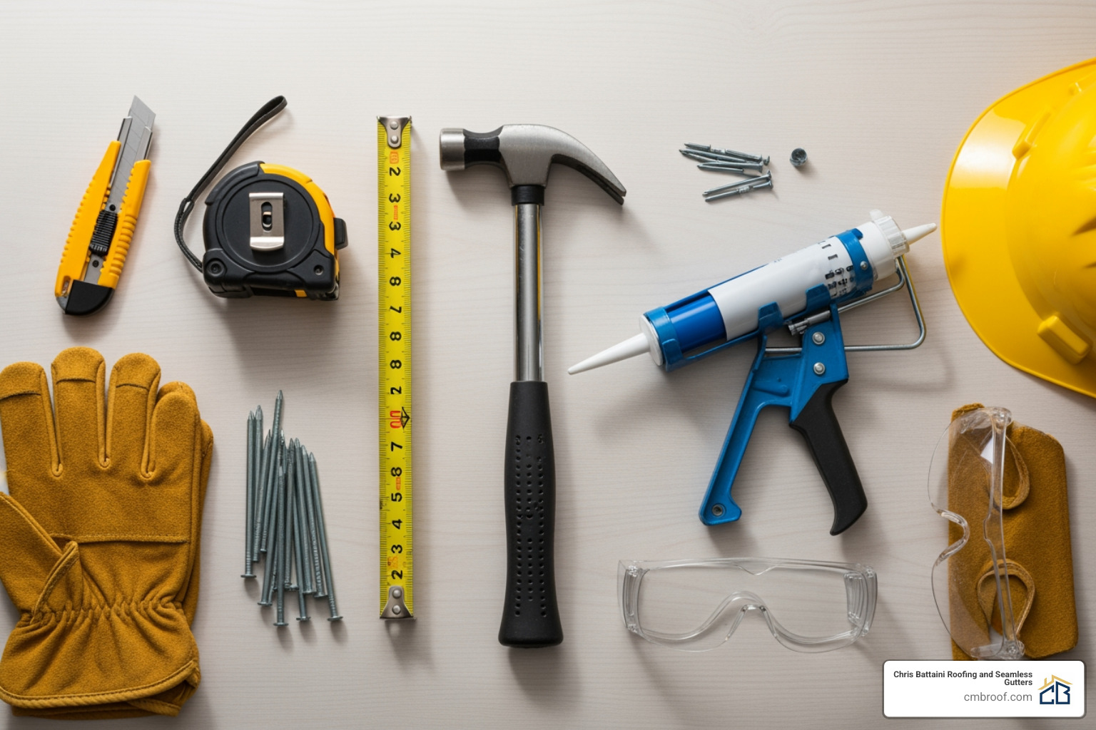 roofing tools and safety gear laid out - asphalt roll roofing installation roofing tools and safety gear laid out - asphalt roll roofing installation