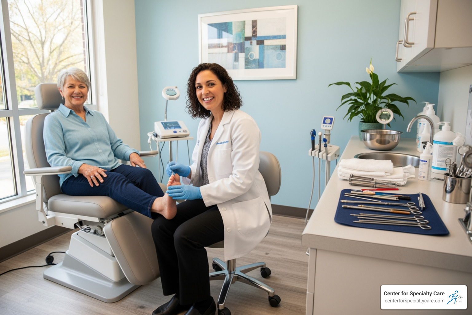 of custom orthotics and a supportive athletic shoe - foot care clinic