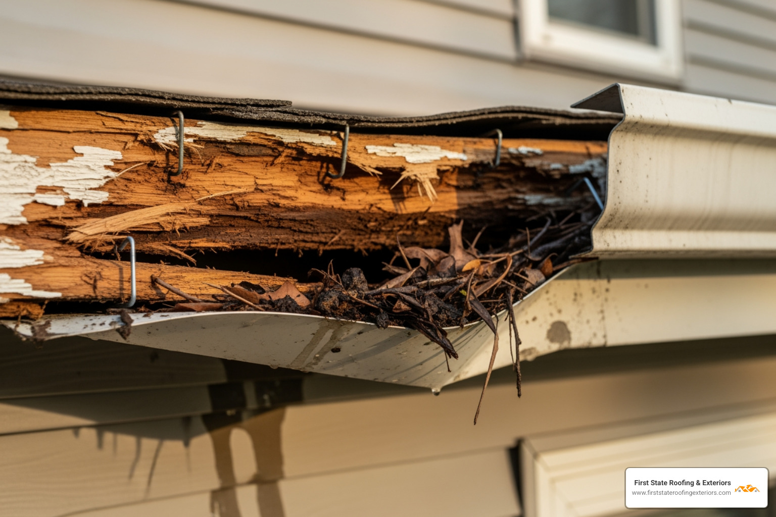 sagging gutter pulling away from a fascia board - guttering replacement near me