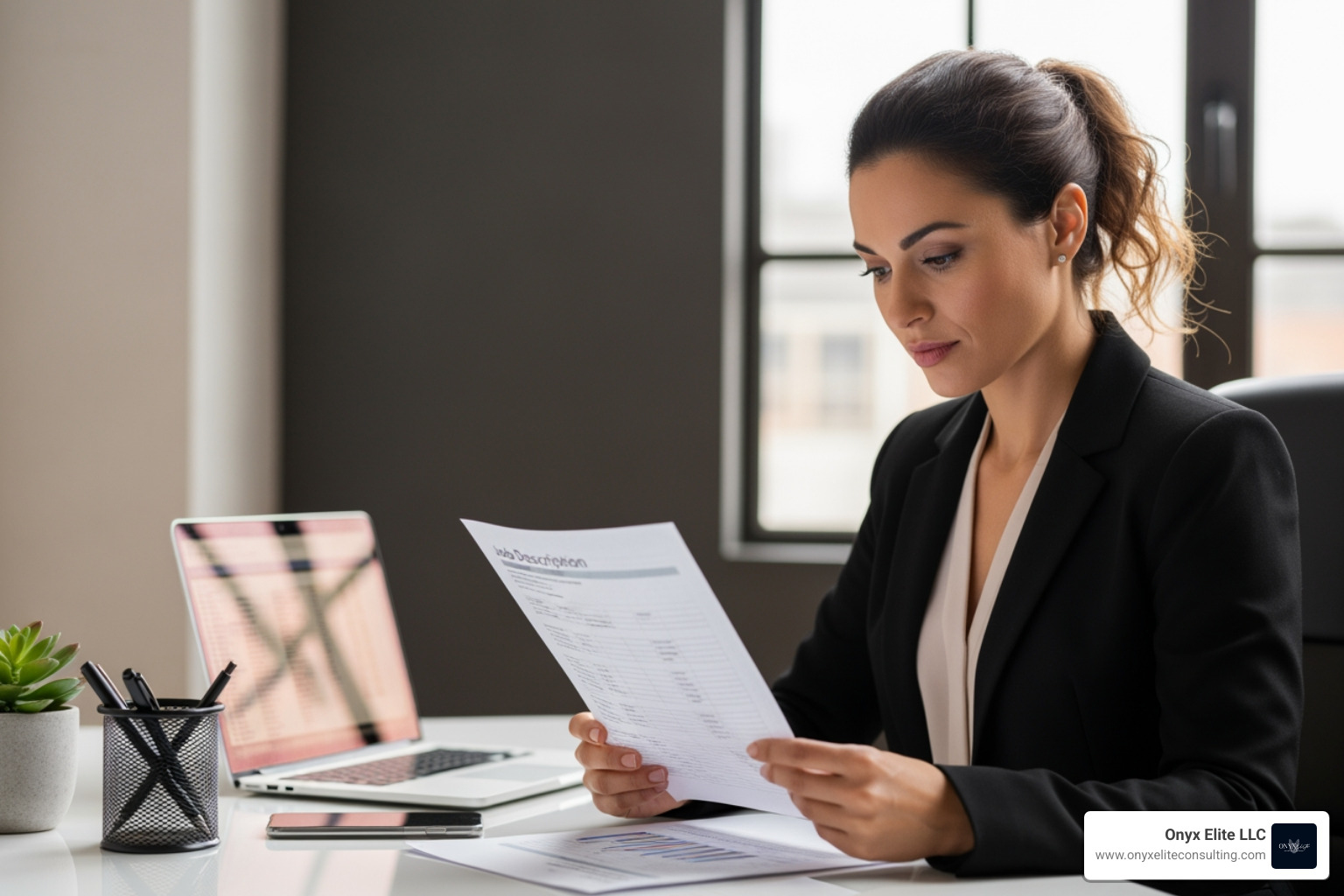 recruiter reviewing a well-structured job description - business development consultant job description