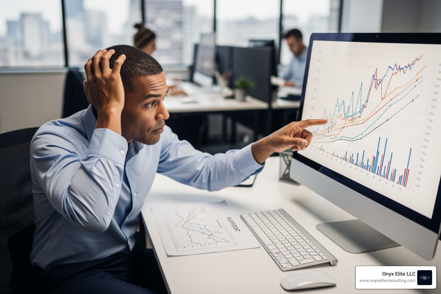 manager looking at misleading chart - supply chain performance manager looking at misleading chart - supply chain performance