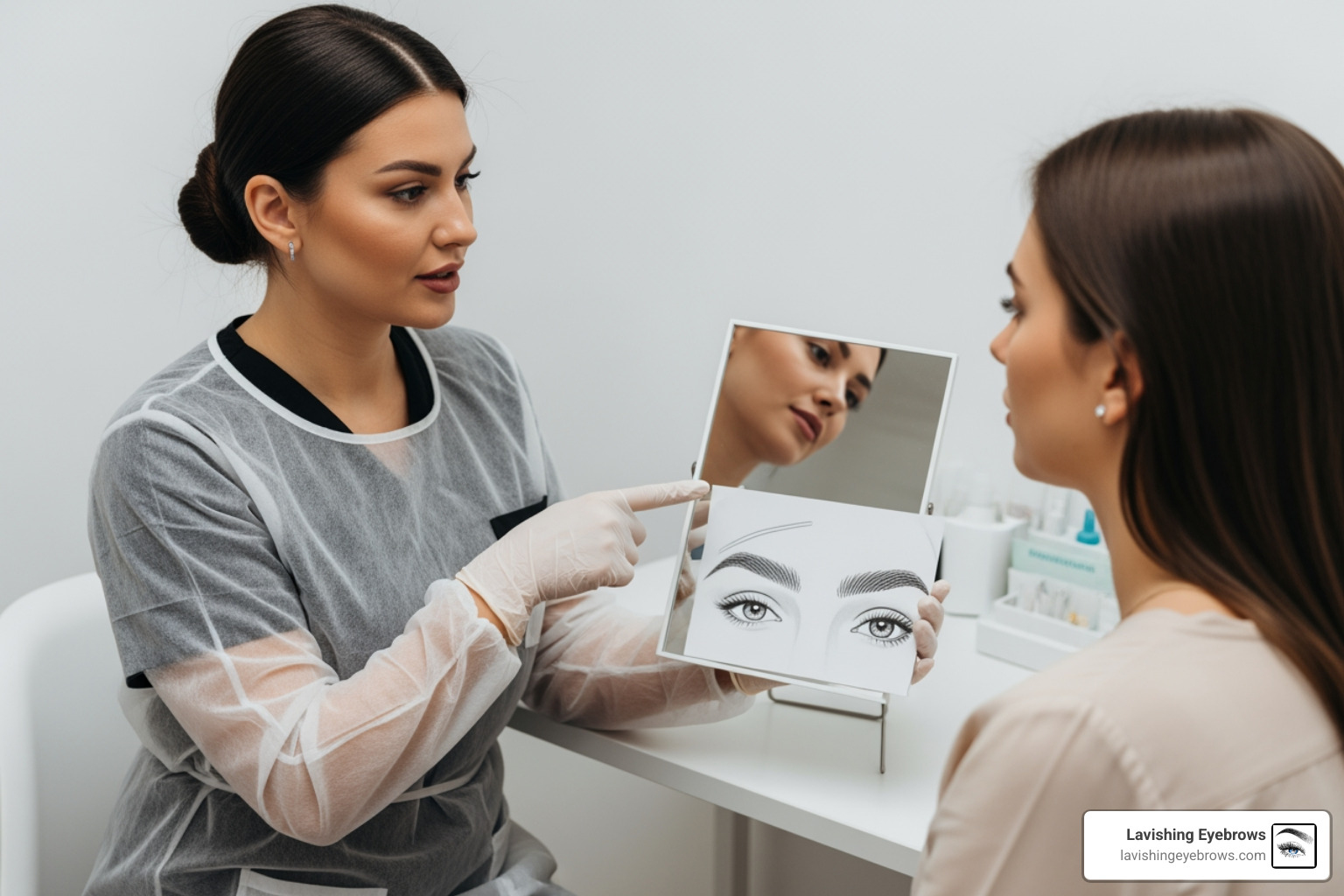 Microblading artist consulting with a client - microblading cost