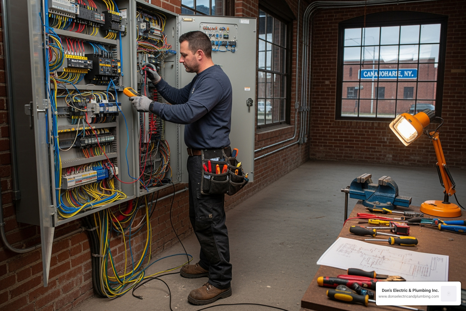 infographic showing three columns: 1. Faulty Wiring - causes 25% of commercial electrical fires, 2. Overloaded Circuits - leads to equipment damage and downtime, 3. Outdated Panels - fail to meet modern power demands and code requirements - commercial electric repair in canajoharie, ny infographic showing three columns: 1. Faulty Wiring - causes 25% of commercial electrical fires, 2. Overloaded Circuits - leads to equipment damage and downtime, 3. Outdated Panels - fail to meet modern power demands and code requirements - commercial electric repair in canajoharie, ny