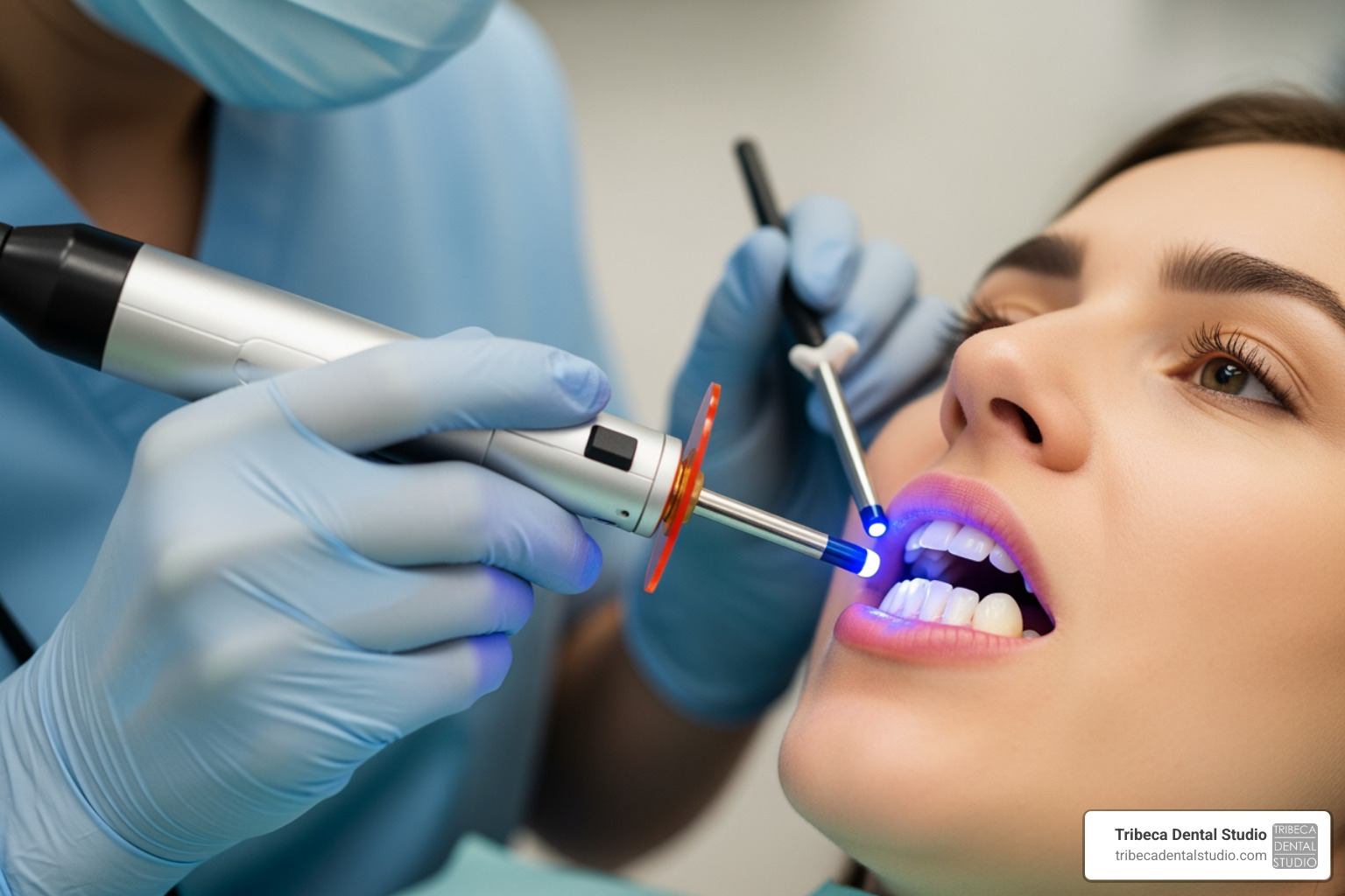 dentist using a curing light on a patient's tooth - what to expect when getting a filling dentist using a curing light on a patient's tooth - what to expect when getting a filling