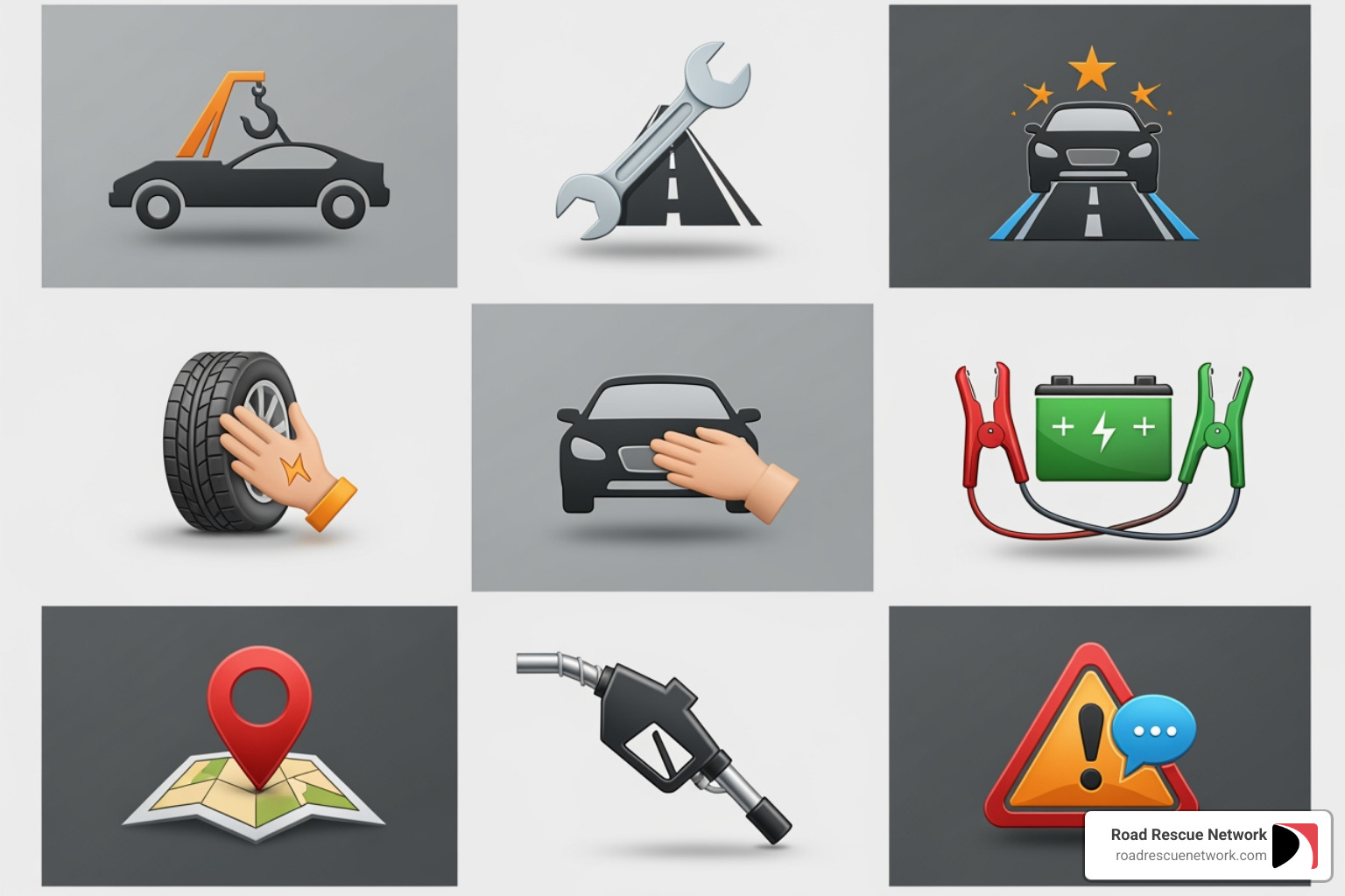 A collage of different roadside assistance app logos - Roadside assistance app
