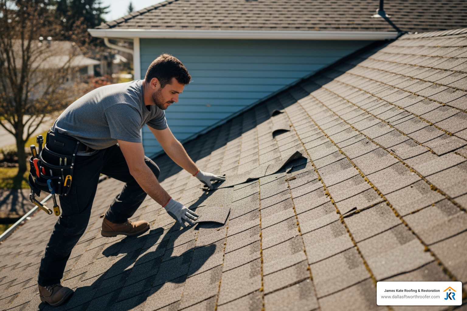 roofer inspecting shingles - composite roof shingles lifespan roofer inspecting shingles - composite roof shingles lifespan