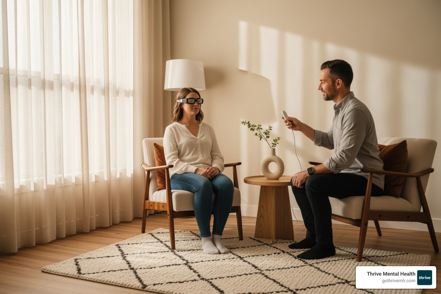 person undergoing EMDR therapy with a therapist guiding eye movements - emdr and somatic therapy