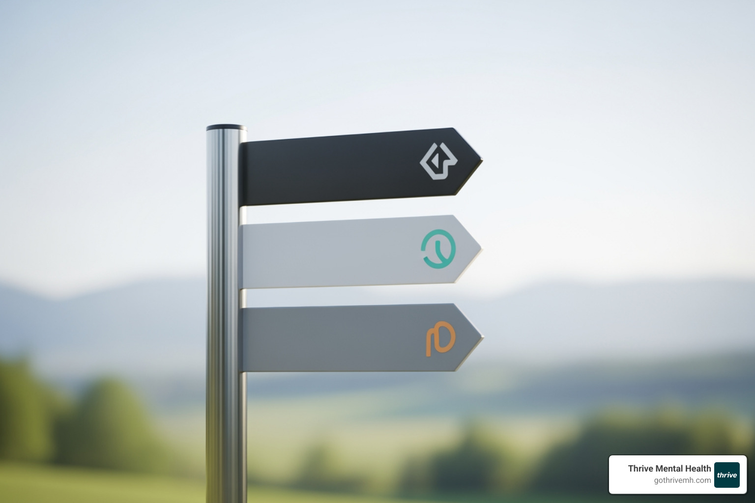 signpost with arrows pointing to "Inpatient," "PHP," and "IOP," helping to visualize the different paths of care - what is an iop