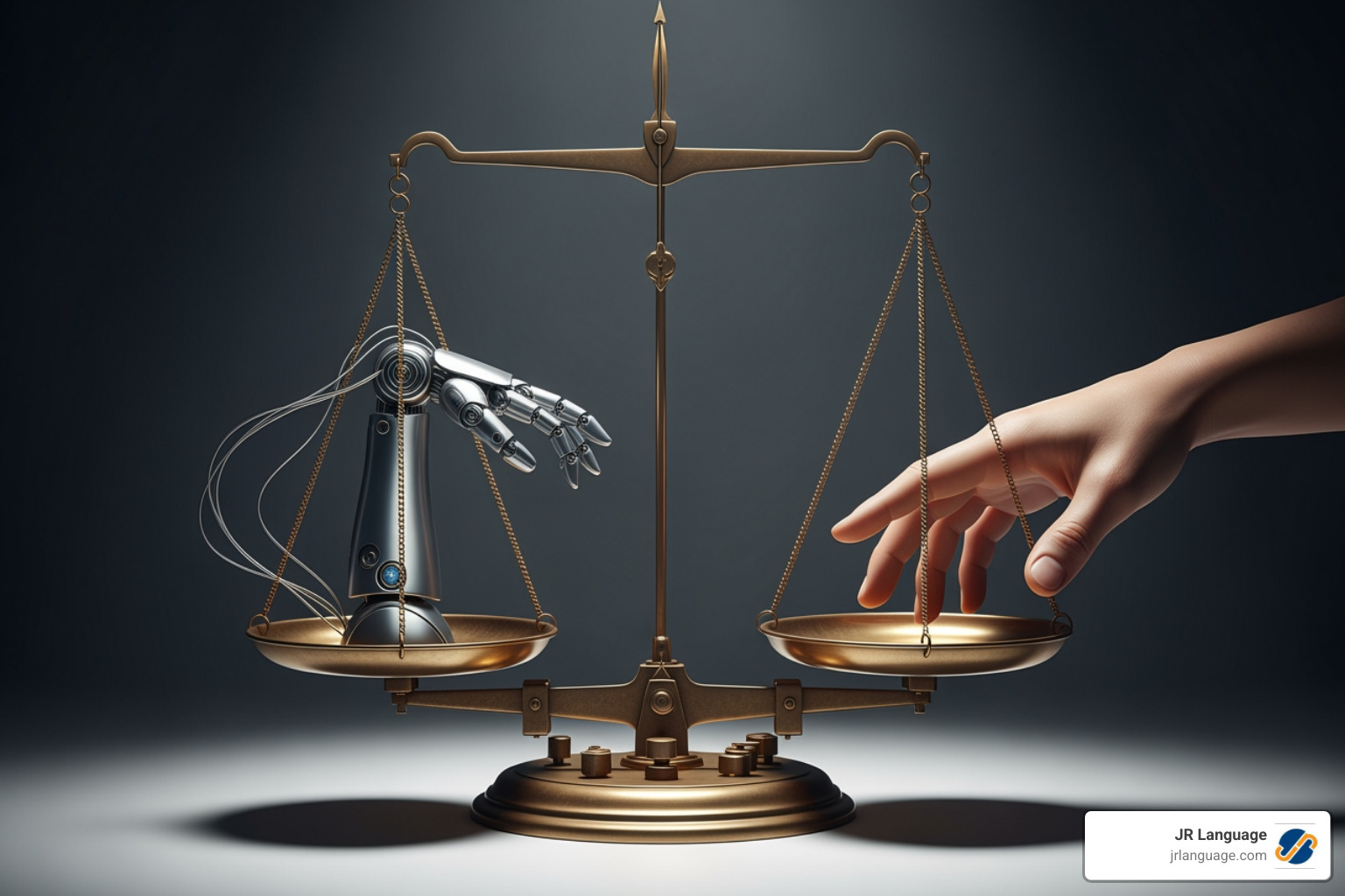 scale balancing a robot and a human - ai translation services