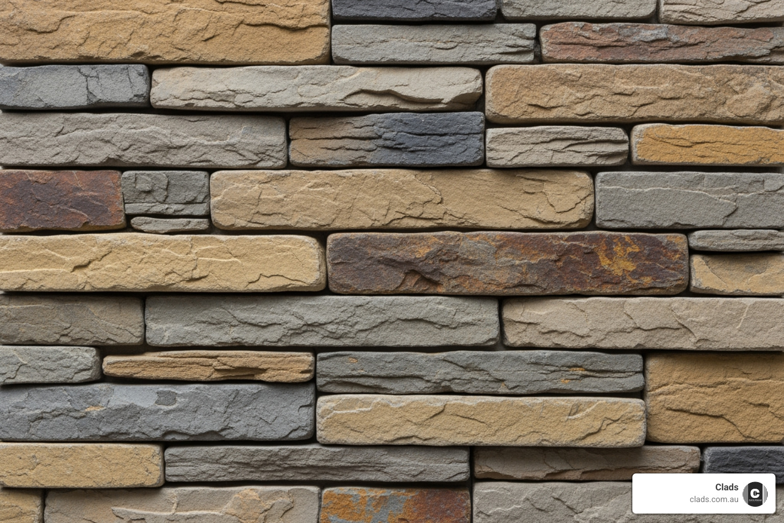 close-up shot of rich texture and colour variation in stone veneer panel - Exterior stone veneer