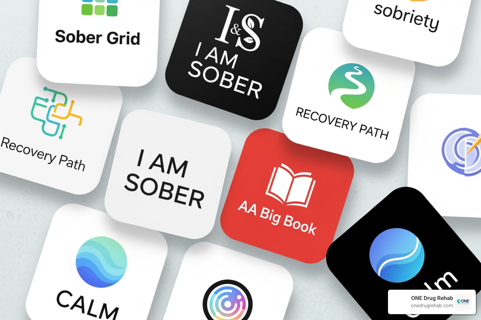 a collage of different sobriety app logos - apps for sobriety