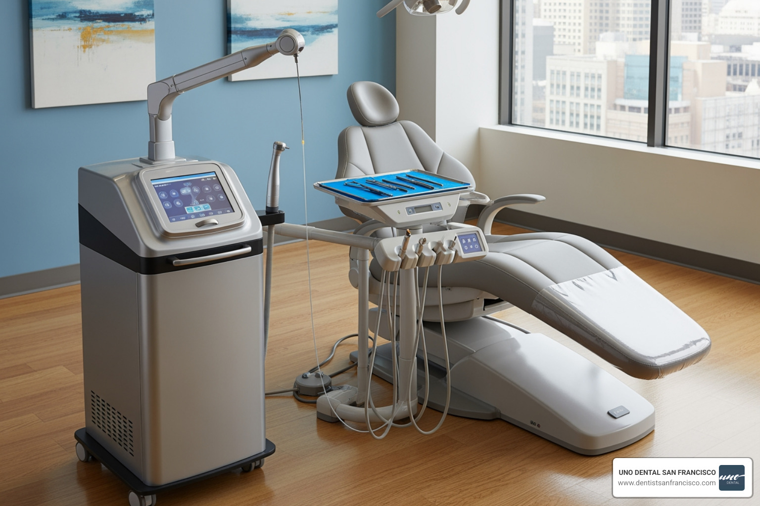 A dental laser in a modern UNO DENTAL office - laser teeth whitening SF A dental laser in a modern UNO DENTAL office - laser teeth whitening SF