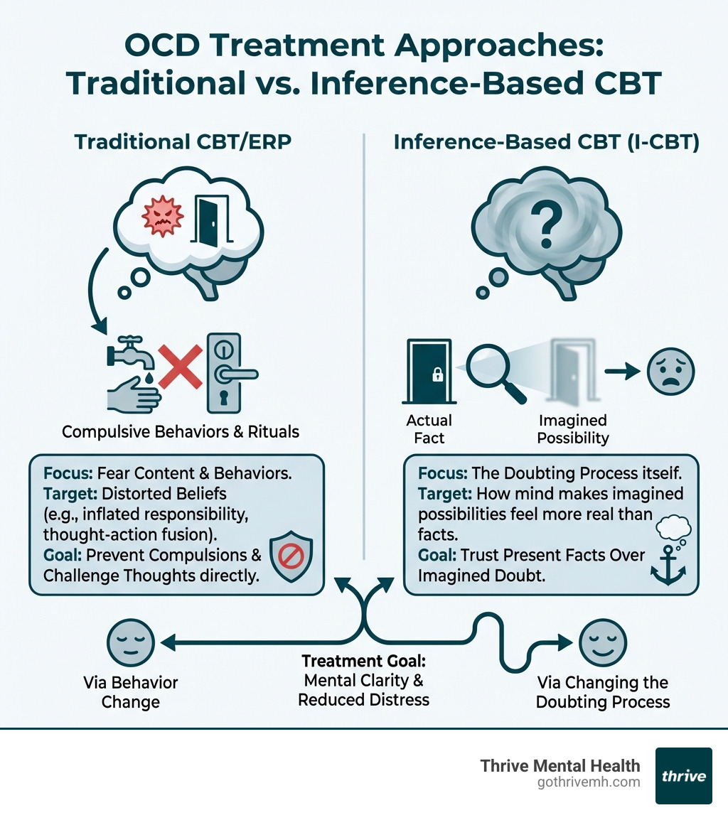 Inference-based CBT for OCD explained - ocd cognitive behavioral therapy infographic 