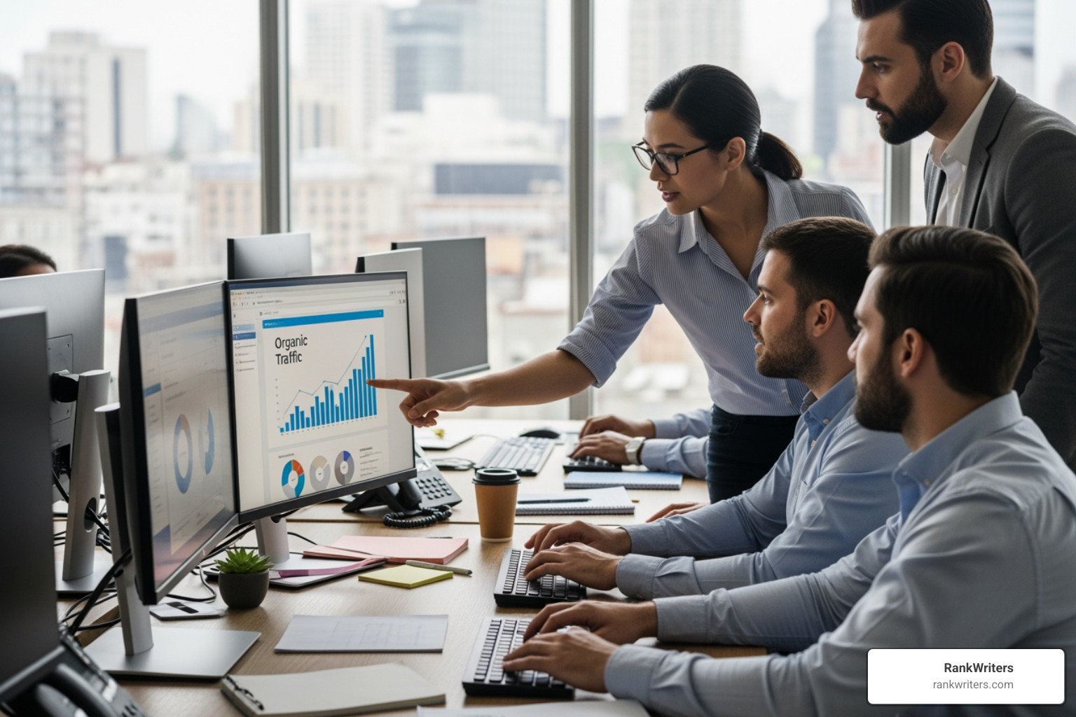 Graph showing exponential traffic and revenue growth over time due to SEO efforts - SEO consulting firm