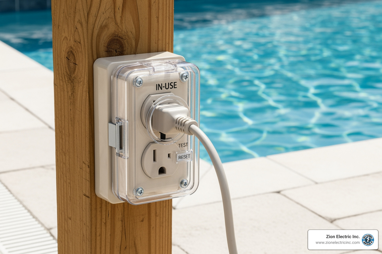 A weatherproof GFCI outlet with an A weatherproof GFCI outlet with an