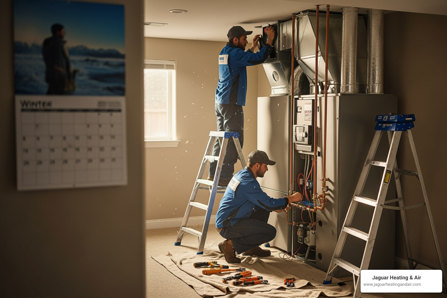 Infographic showing signs you need a new heater: system over 15 years old, frequent repairs adding up, rising energy bills despite regular use, uneven heating between rooms, strange rattling or banging noises, and inconsistent airflow throughout the home - heating installation deals in elk grove, ca