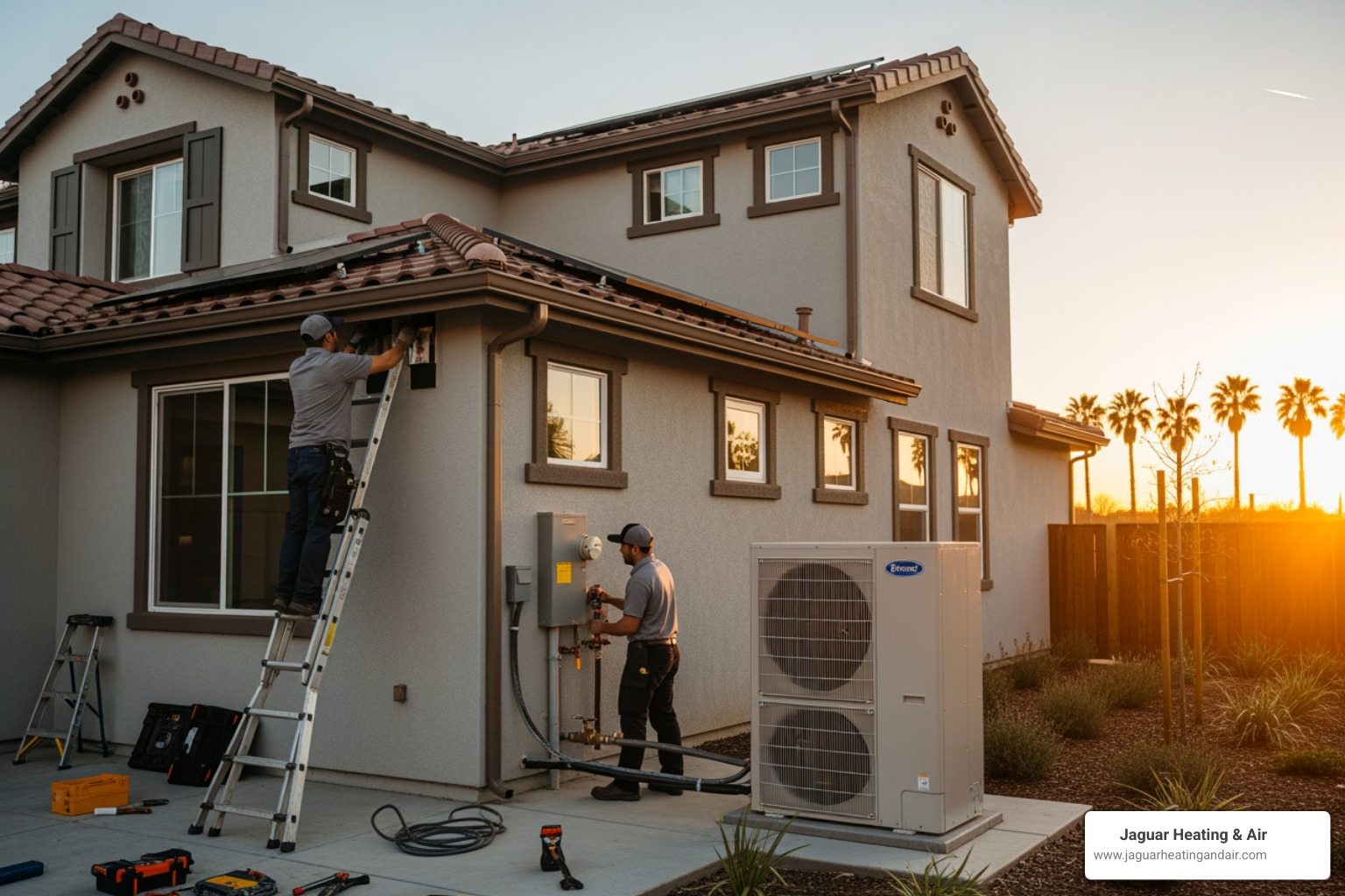 modern heat pump installation on Sacramento home - heat pump installation residential in sacramento, ca