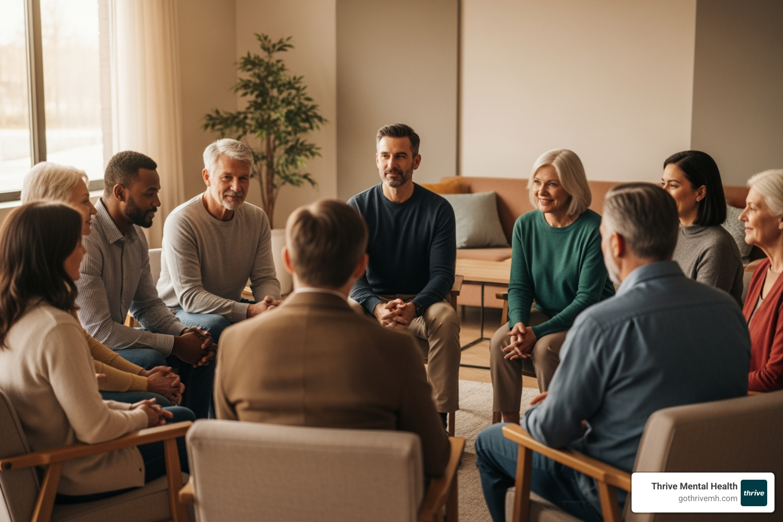 A diverse group of individuals engaged in a supportive therapy session, reflecting warmth, connection, and personal growth - what is dialectical behavior therapy used to treat